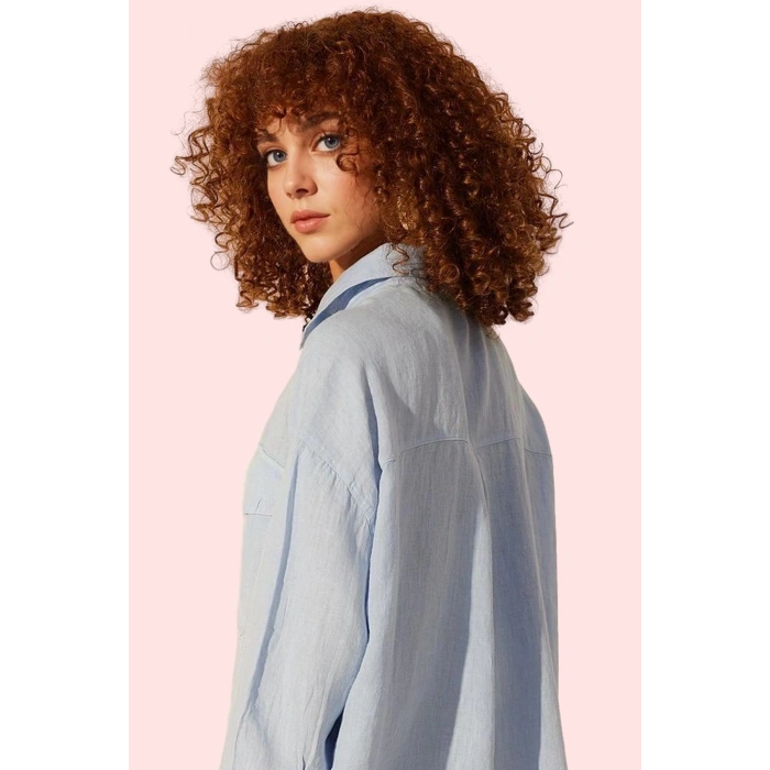 Kadın Uzun Kollu Oversize Gömlek Keten Kumaş Casual Tarz Günlük Kullanım Dayanıklı Malzeme