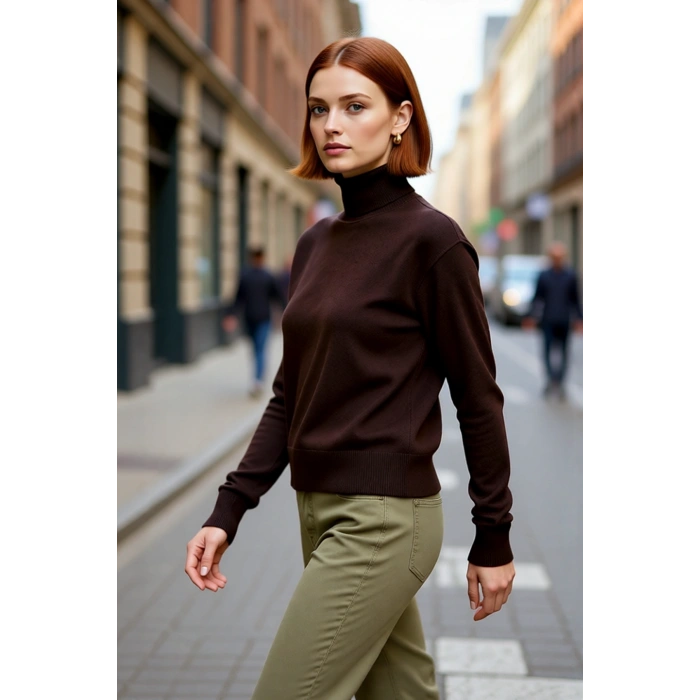 Kadın Uzun Kollu Regular Kesim Yünlü Triko Balıkçı Yaka Kazak Soğuk Günlerin Vazgeçilmezi Kaliteli