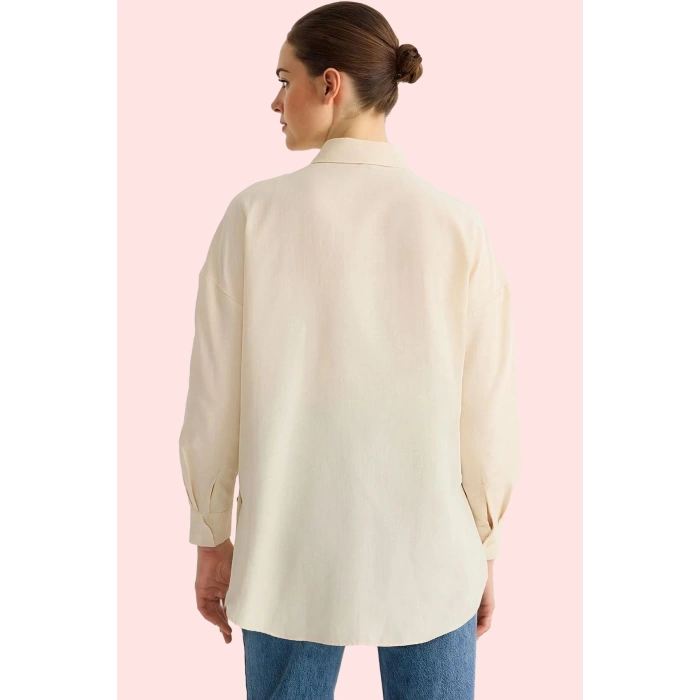Kadın Uzun Kollu Relaxed Kalıp Poplin Gömlek Casual Günlük Hafta Sonu Yaz Aylarının Vazgeçilmezi