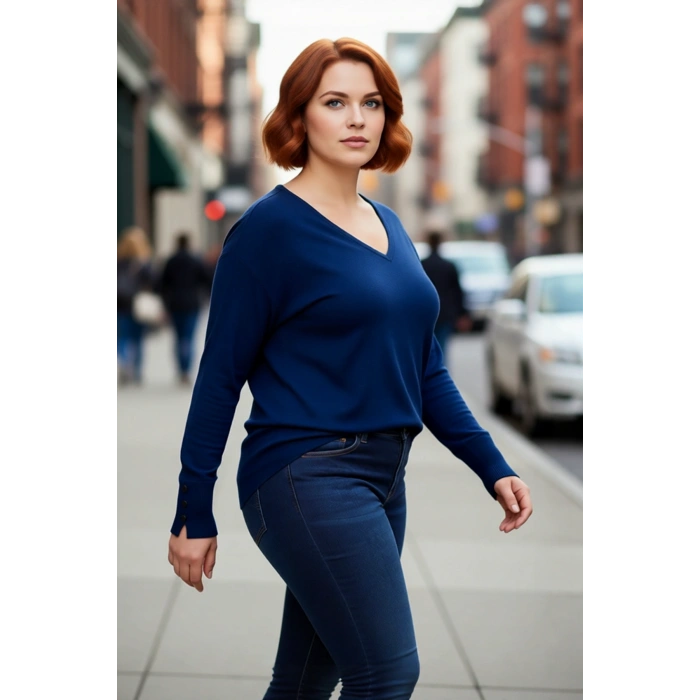 Kadın V Yaka Düğme Detaylı Triko Kazak Günlük Şıklık Ve Konfor Sunan Uzun Kollu Tasarım Kaliteli