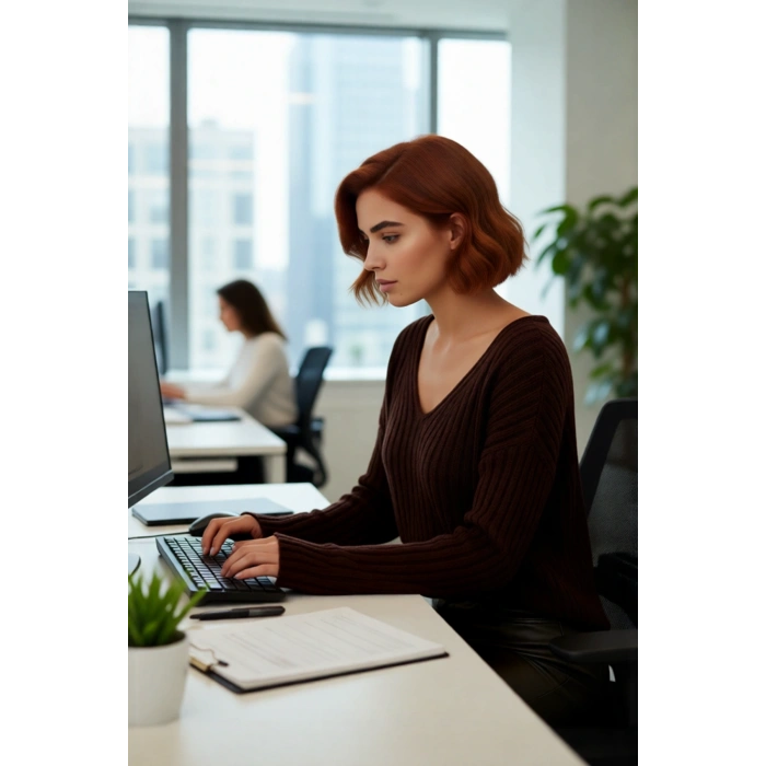 Kadın V Yaka Geniş Kalıp Yünlü Triko Kazak Uzun Kollu Fitilli Düz Basic Günlük Kombinlerin