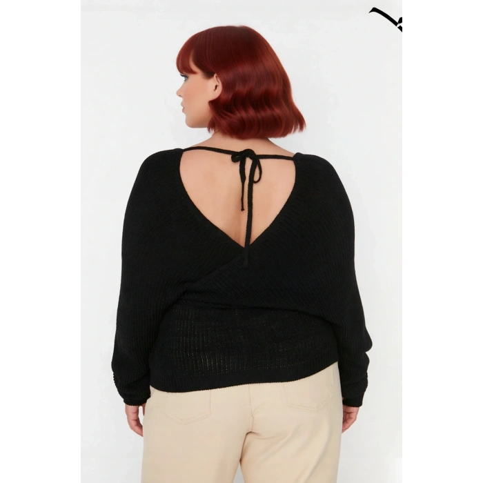 Kadın V Yaka Kruvaze Arkadan Bağlamalı Triko Kazak Akrilik Regular Fit Günlük Şık Soğuk Hava