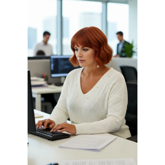 Kadın V Yaka Rahat Kesim Akrilik Triko Kazak Taş Detaylı Şık ve Konforlu Kış Giyim. Kaliteli