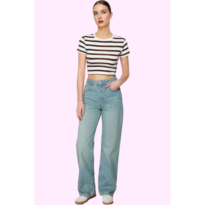 Kadın Vintage Jean Pantolon Pamuk Yüksek Bel Wide Leg Tüm Sezonlar Yaz Aylarının Vazgeçilmezi