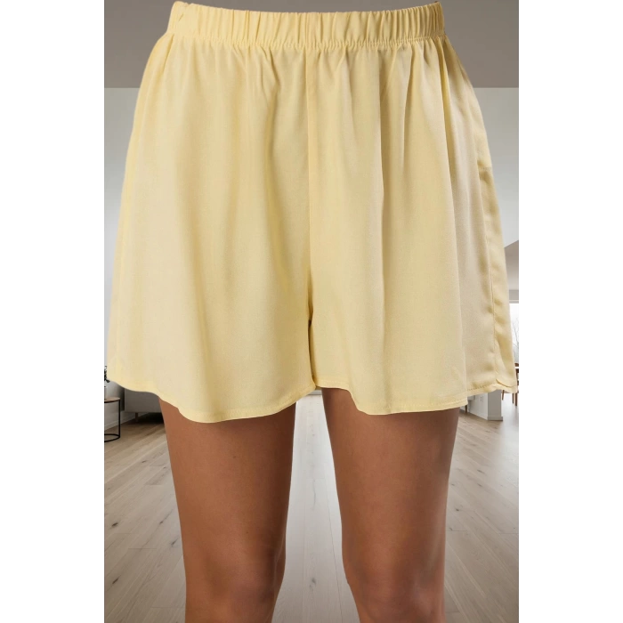 Kadın Viskon Pijama Takımı Bağlamalı Şortlu Rahat Homewear Uzun Ömürlü Zarif Tasarım