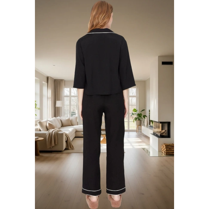 Kadın Viskon Pijama Takımı Shally Dokuma Kışlık Profesyonel Görünüm Günlük Kullanım İçin