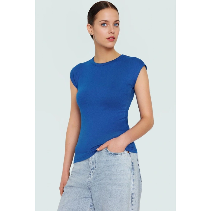 Kadın Viskoz Ribana Fitted Bluz Günlük Yazlık Rahat Kesim Özel Tasarım Seçkin Malzeme