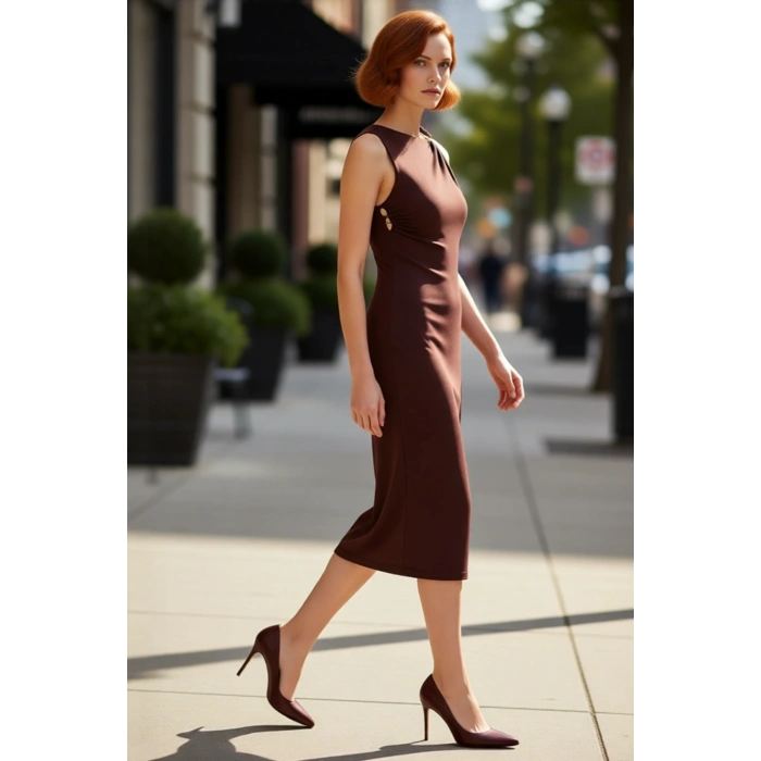 Kadın Vücudu Saran Midi Boy Tek Omuz Asimetrik Yaka Özel Gün Gece Abiye Elbisesi Kaliteli Şık
