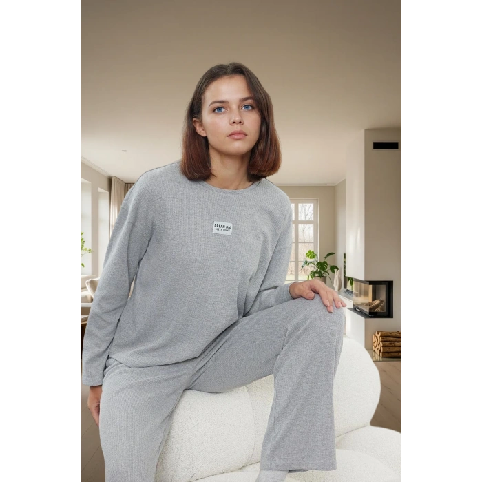 Kadın Waffle Kumaş Pijama Takımı Regular Kalıp Uzun Paça Homewear Kaliteli İşçilik Premium Kalite