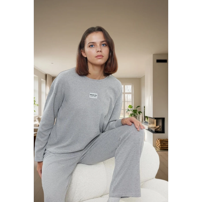 Kadın Waffle Kumaş Pijama Takımı Regular Kalıp Uzun Paça Homewear Kaliteli İşçilik Premium Kalite