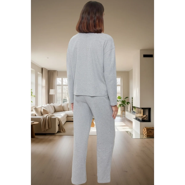 Kadın Waffle Kumaş Pijama Takımı Regular Kalıp Uzun Paça Homewear Kaliteli İşçilik Premium Kalite
