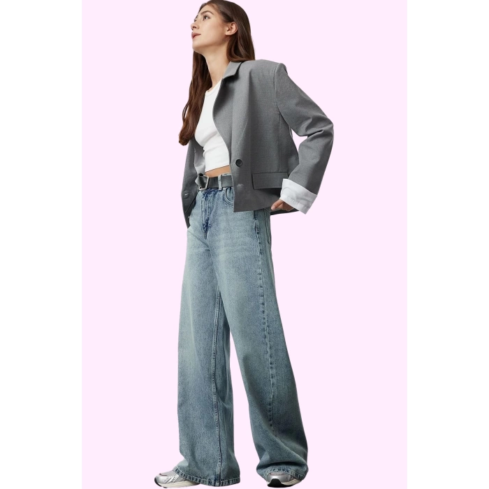 Kadın Wide Leg Denim Jean Pamuk Uzun Boy Normal Bel Günlük Kullanım Yaz Aylarının Vazgeçilmezi