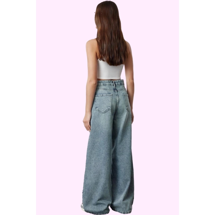 Kadın Wide Leg Denim Jean Pamuk Uzun Boy Normal Bel Günlük Kullanım Yaz Aylarının Vazgeçilmezi