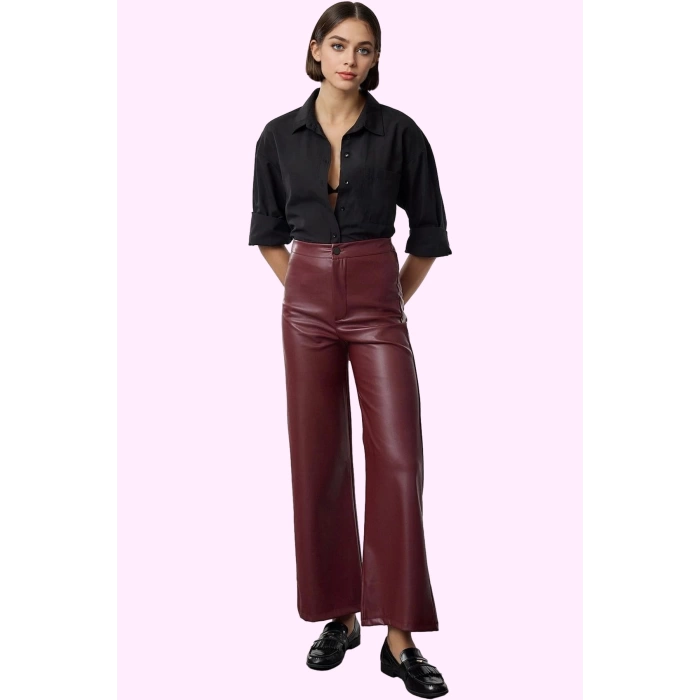 Kadın Wide Leg Pantolon Yüksek Bel Örme Kumaş Günlük Kombinler Hafta Sonu Kaliteli Malzeme