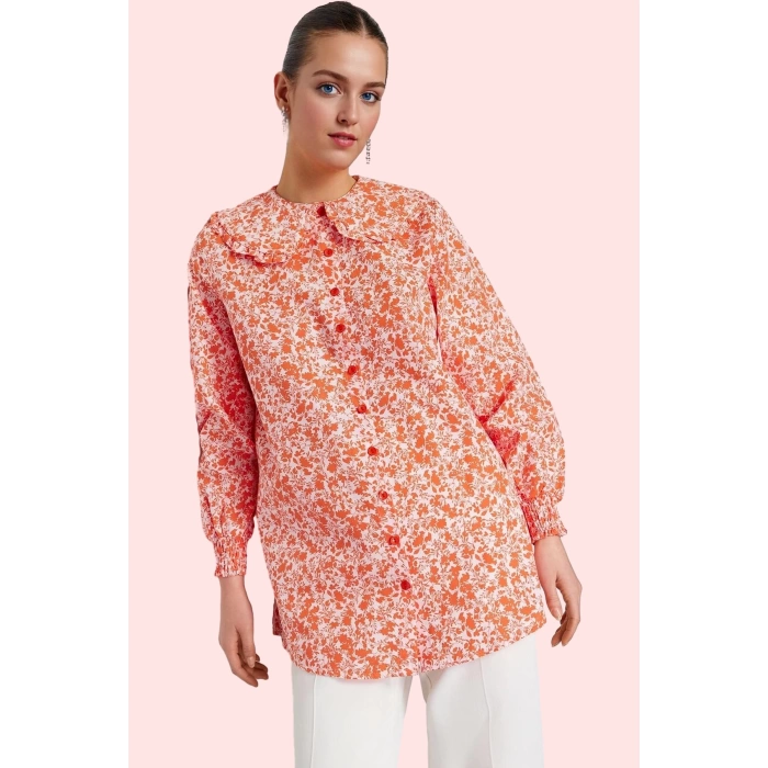 Kadın Yazlık Bebe Yaka Gömlek Polyester Pamuk Rahat Günlük Hafta Sonu Yaz Aylarının Vazgeçilmezi