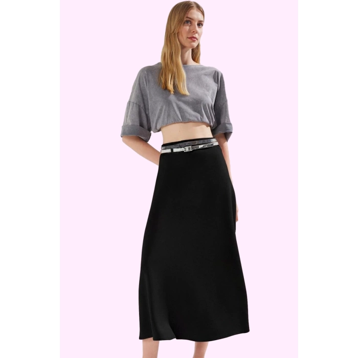 Kadın Yazlık Casual A Line Maxi Etek Yüksek Bel Örme Günlük Kullanım Yaz Aylarının Vazgeçilmezi