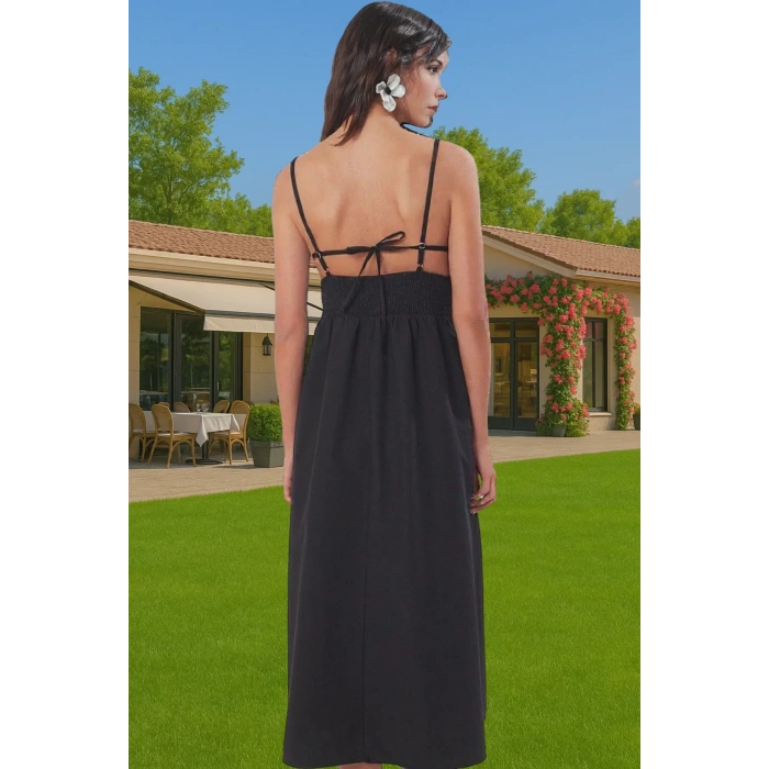Kadın Yazlık Dantelli A Line Midi Elbise %53 Pamuk %47 Polyester Modern Stil Dayanıklı Malzeme