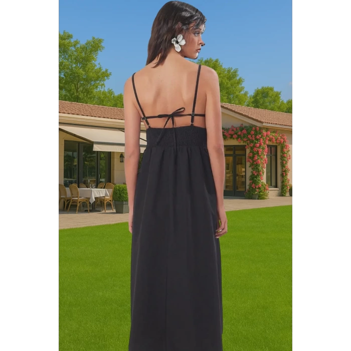 Kadın Yazlık Dantelli A Line Midi Elbise %53 Pamuk %47 Polyester Modern Stil Dayanıklı Malzeme