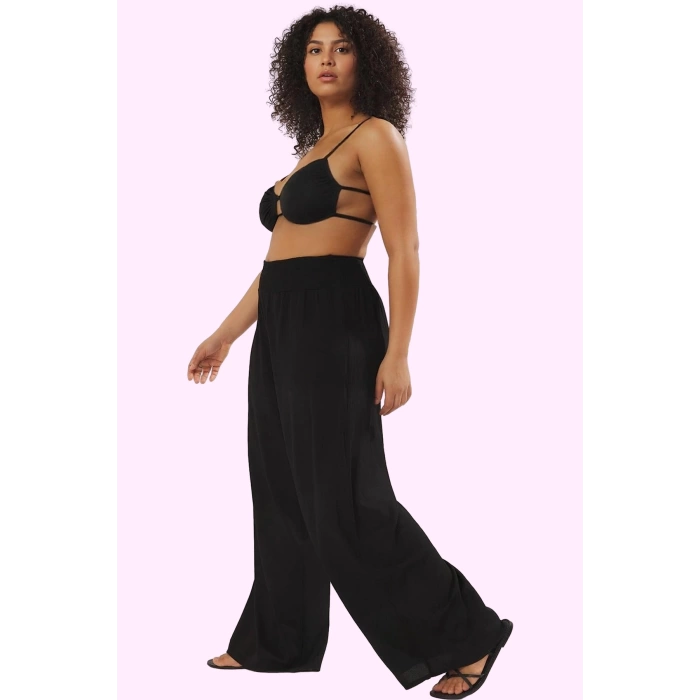 Kadın Yazlık Geniş Paça Pantolon Viskoz Polyester Büyük Beden Günlük Kullanım Modern Tasarım