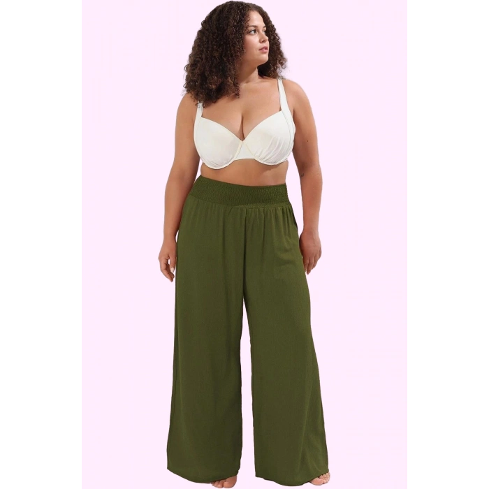 Kadın Yazlık Geniş Paça Pantolon Viskoz Polyester Büyük Beden Günlük Kullanım Modern Tasarım