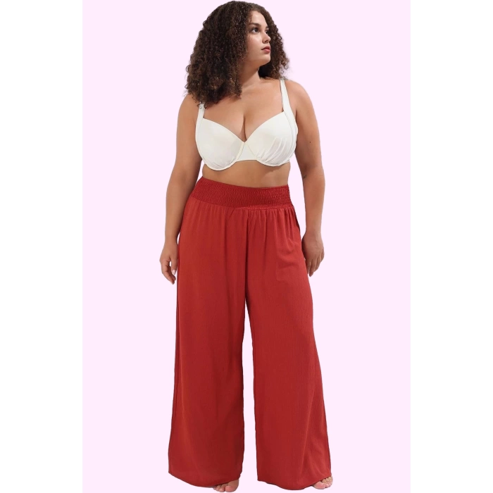 Kadın Yazlık Geniş Paça Pantolon Viskoz Polyester Büyük Beden Günlük Kullanım Modern Tasarım