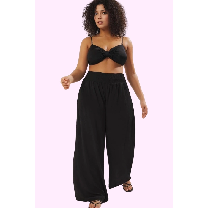 Kadın Yazlık Geniş Paça Pantolon Viskoz Polyester Büyük Beden Günlük Kullanım Modern Tasarım