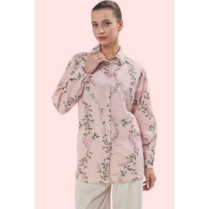 Kadın Yazlık Günlük Kullanım Polyester Dokuma Gömlek Keten Görünümlü Yaz Aylarının Vazgeçilmezi
