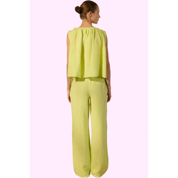 Kadın Yazlık Keten Wide Leg Pantolon Yüksek Bel Düz Desen Günlük Stil Yaz Aylarının Vazgeçilmezi