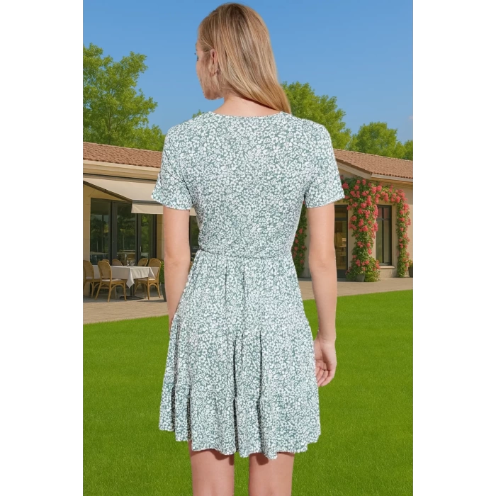 Kadın Yazlık Mini Elbise Polyester Elastan Kumaşlı Kisa Kol Konforlu Kesim Özenle Seçilmiş