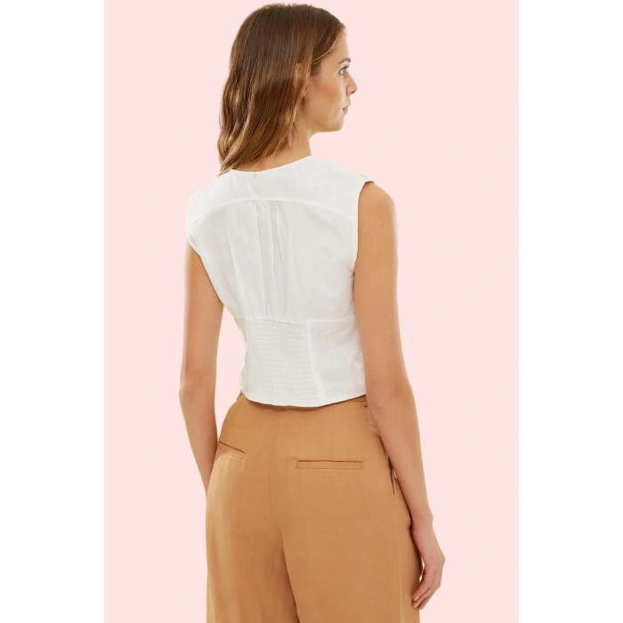 Kadın Yazlık Pamuk Brode Dokuma Fitted Crop Gömlek Günlük Hafta Sonu Yaz Aylarının Vazgeçilmezi