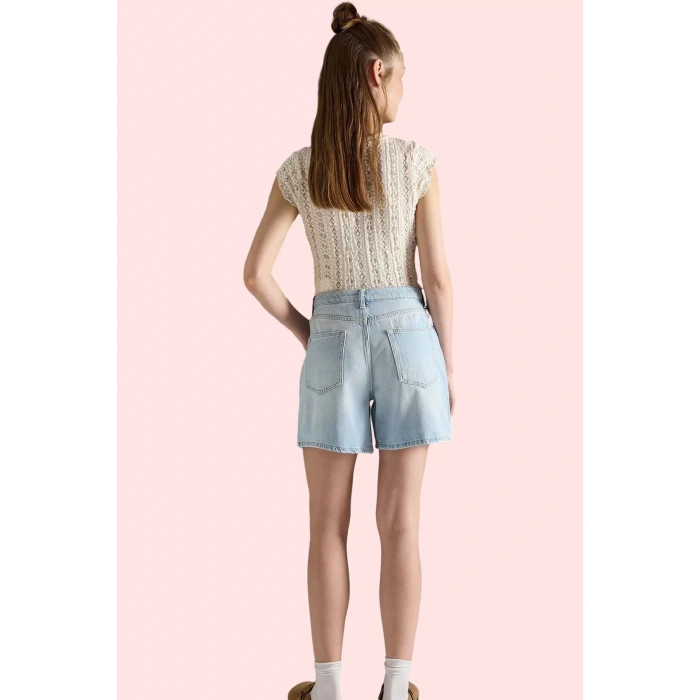 Kadın Yazlık Pamuk Denim Bermuda Şort Casual Tarz Günlük Kullanım Yaz Aylarının Vazgeçilmezi