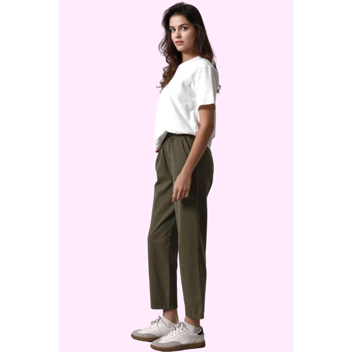 Kadın Yazlık Pamuk Gabardin Jogger Pantolon Düz Desen Dar Paça Günlük Kullanım Özel Günler