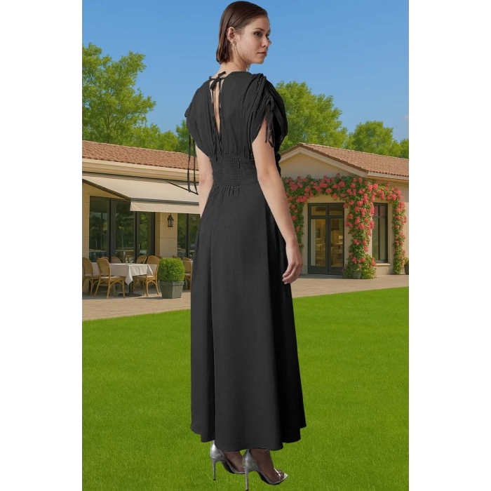 Kadın Yazlık Poplin Abiye Elbise 3D Çiçek Detay Midi Boy Modern Stil Zarifane Tasarım