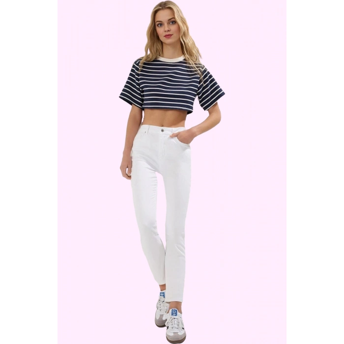 Kadın Yazlık Skinny Jean Yüksek Bel Dar Paça Stretch Denim Günlük Stil Yaz Aylarının Vazgeçilmezi