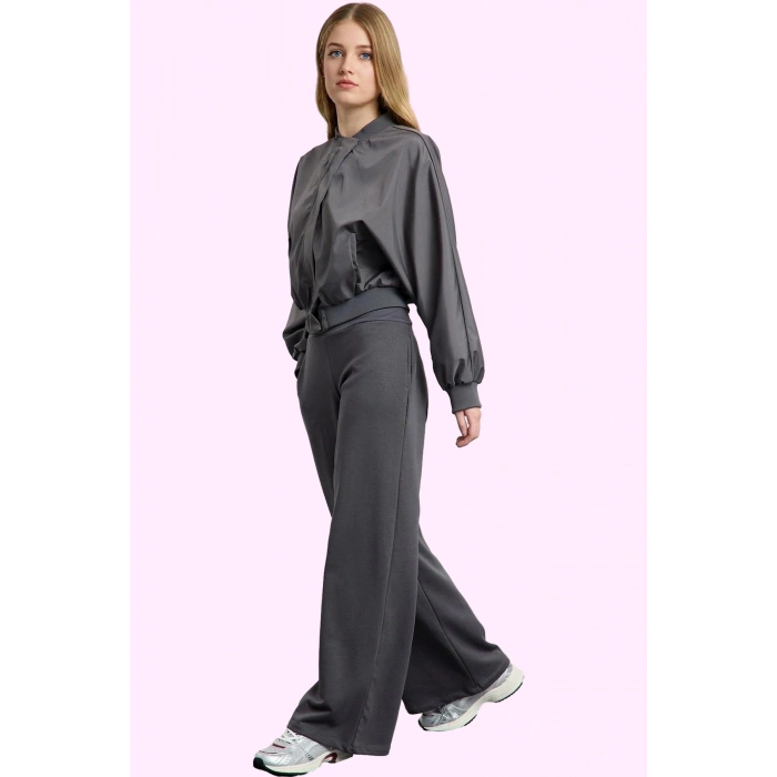 Kadın Yazlık Yüksek Bel Geniş Paça Pantolon Rahat Örme Kumaş Casual Stil Dayanıklı Malzeme