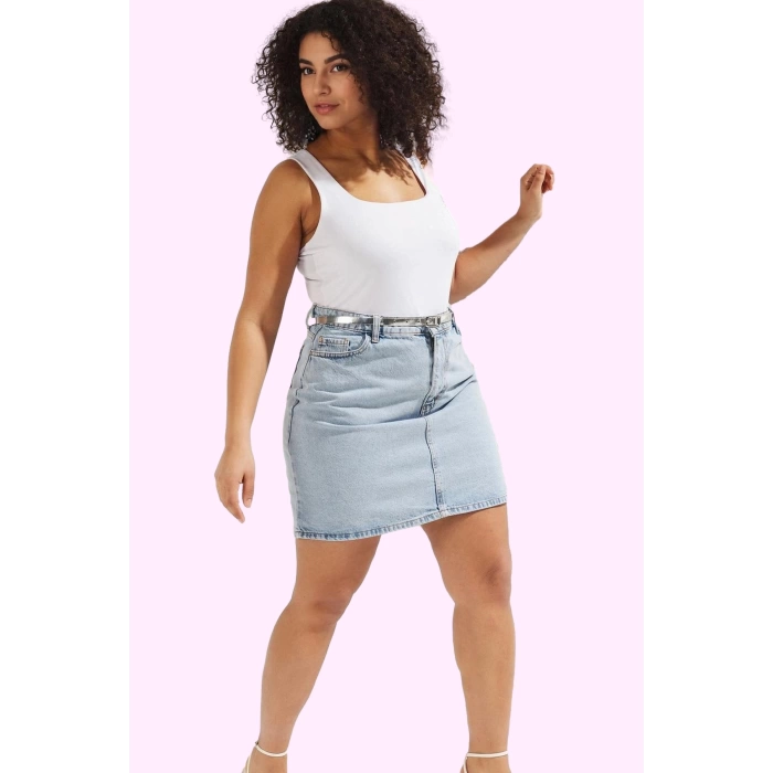 Kadın Yüksek Bel A Line Denim Etek Pamuklu Günlük Kombinler İçin Yaz Aylarının Vazgeçilmezi