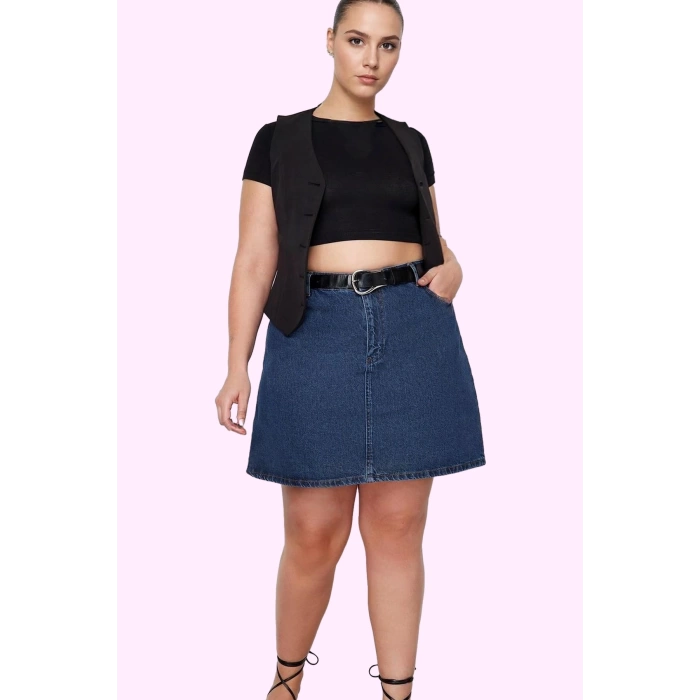 Kadın Yüksek Bel A Line Denim Etek Pamuklu Günlük Kombinler İçin Yaz Aylarının Vazgeçilmezi