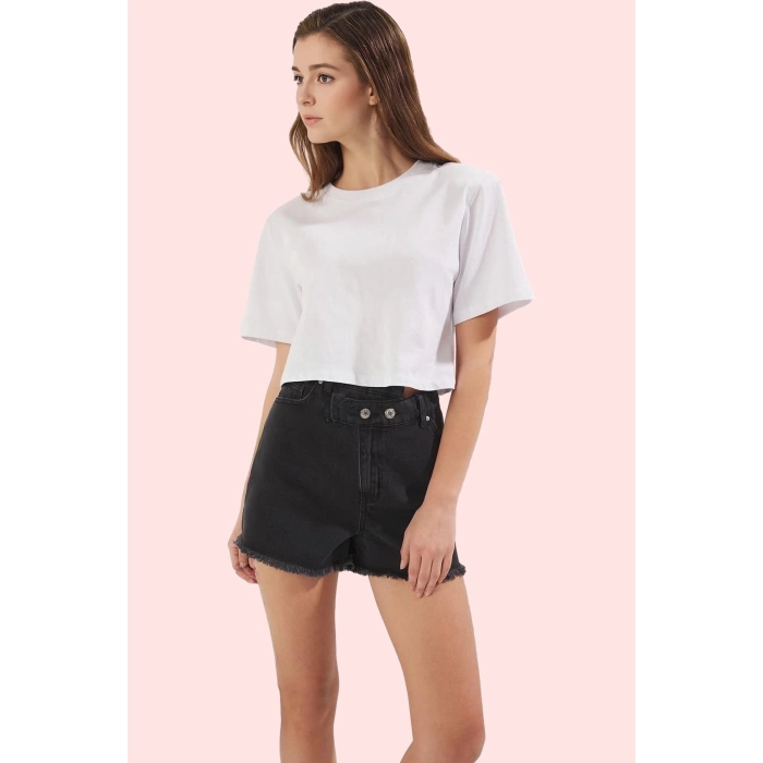 Kadın Yüksek Bel Boyfriend Mini Denim Şort Pamuk Günlük Kombinler Yaz Aylarının Vazgeçilmezi