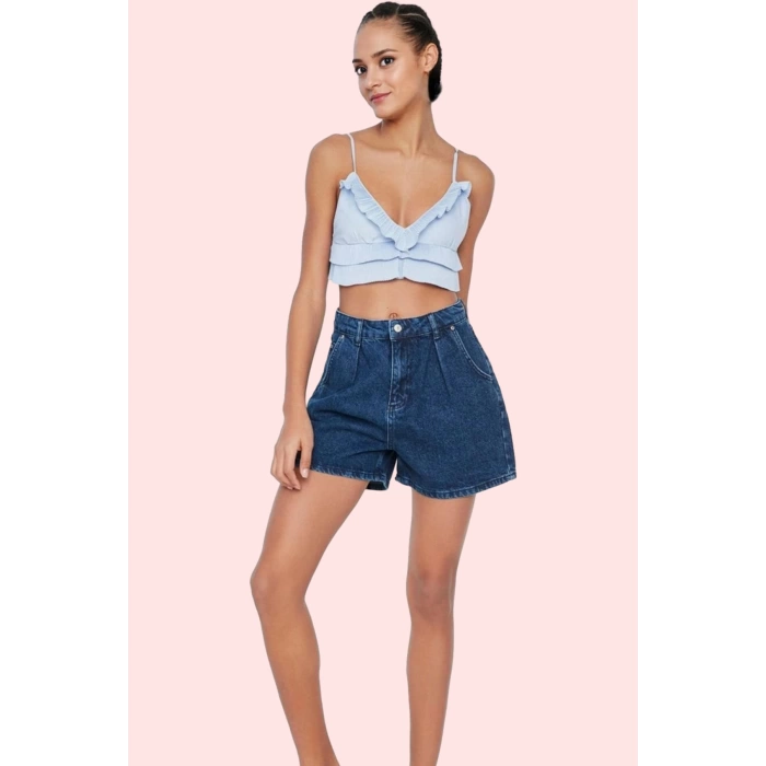 Kadın Yüksek Bel City Short Denim Şort Pamuklu Renk Günlük Kullanım için İdeal Özel Günler