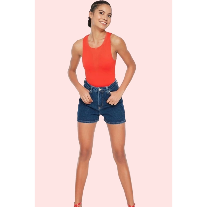Kadın Yüksek Bel Denim Şort City Kalıp Boru Paça Günlük Yaz Hafta Sonu Stilin Buluştuğu Yer