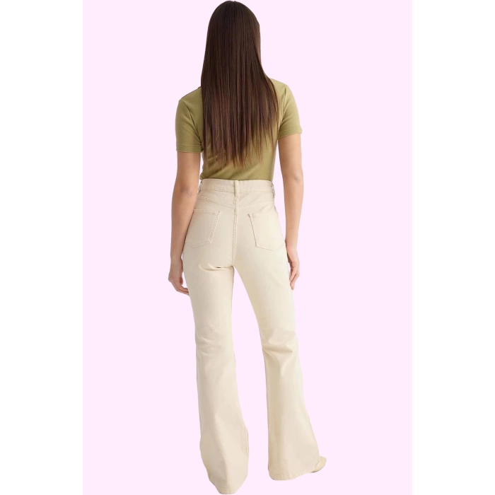 Kadın Yüksek Bel Flare Jean Renk Comfort Dokuma Yazlık Günlük Hafta Sonu Dayanıklı Malzeme