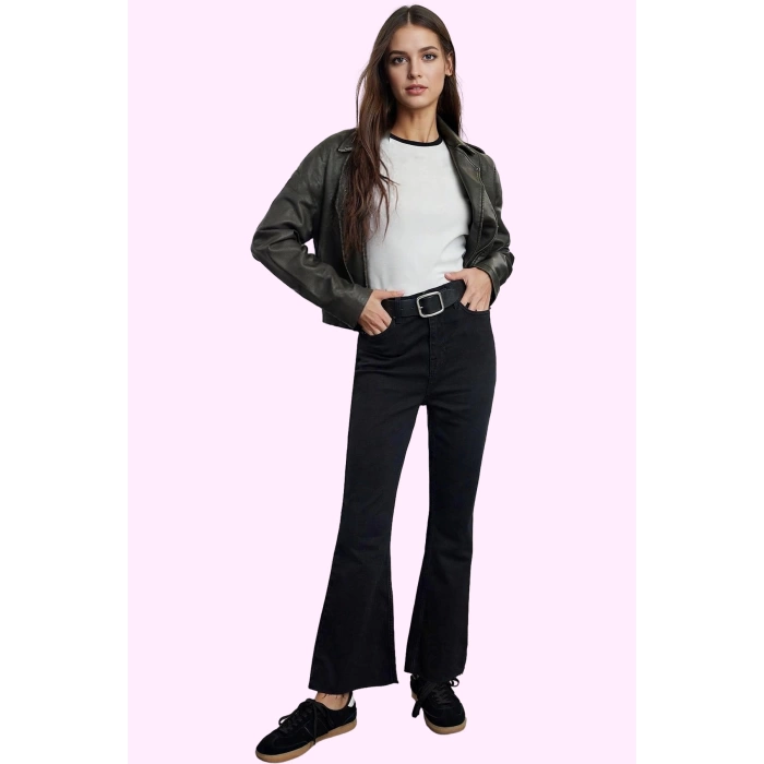 Kadın Yüksek Bel Geniş Paça Denim Flare Jean Kemersiz Casual Günlük Yaz Aylarının Vazgeçilmezi