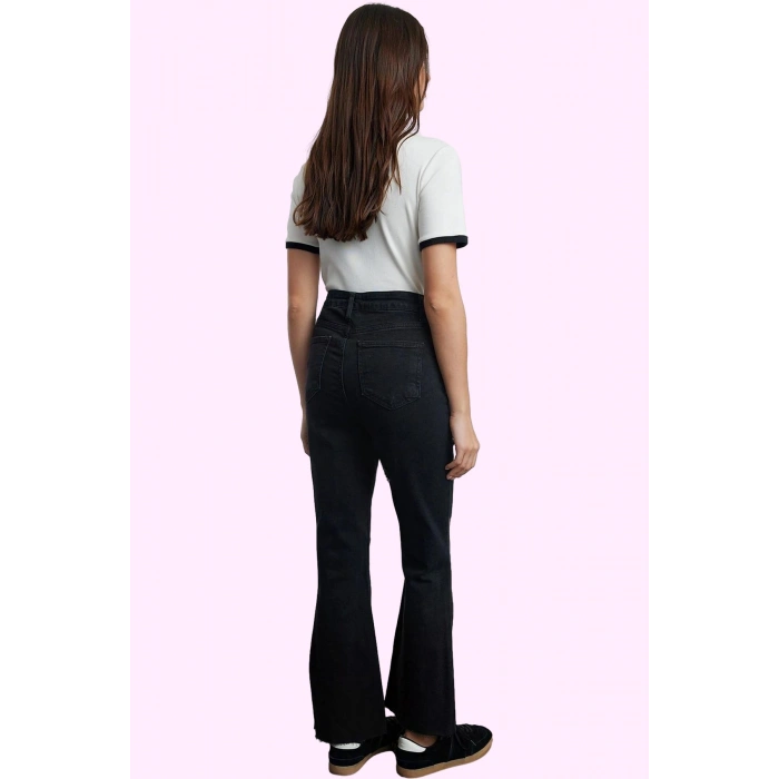 Kadın Yüksek Bel Geniş Paça Denim Flare Jean Kemersiz Casual Günlük Yaz Aylarının Vazgeçilmezi