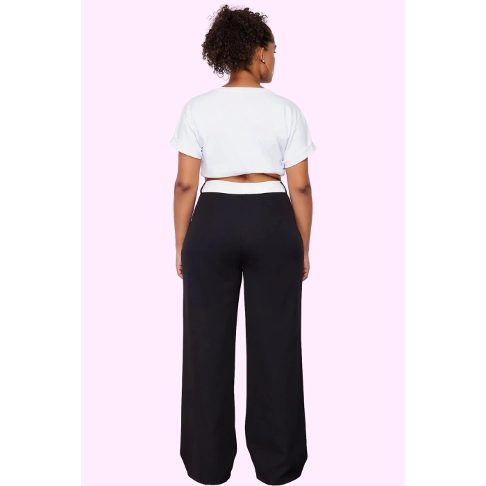 Kadın Yüksek Bel Geniş Paça Dokuma Pantolon Polyester Günlük Şıklık Yaz Aylarının Vazgeçilmezi