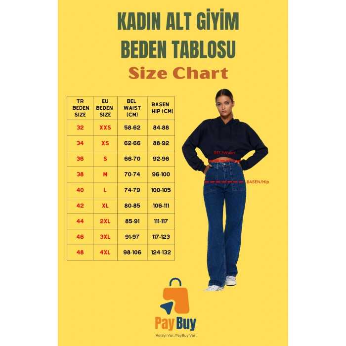 Kadın Yüksek Bel Geniş Paça Jean Pantolon Pamuk Günlük Kullanım Yaz Aylarının Vazgeçilmezi