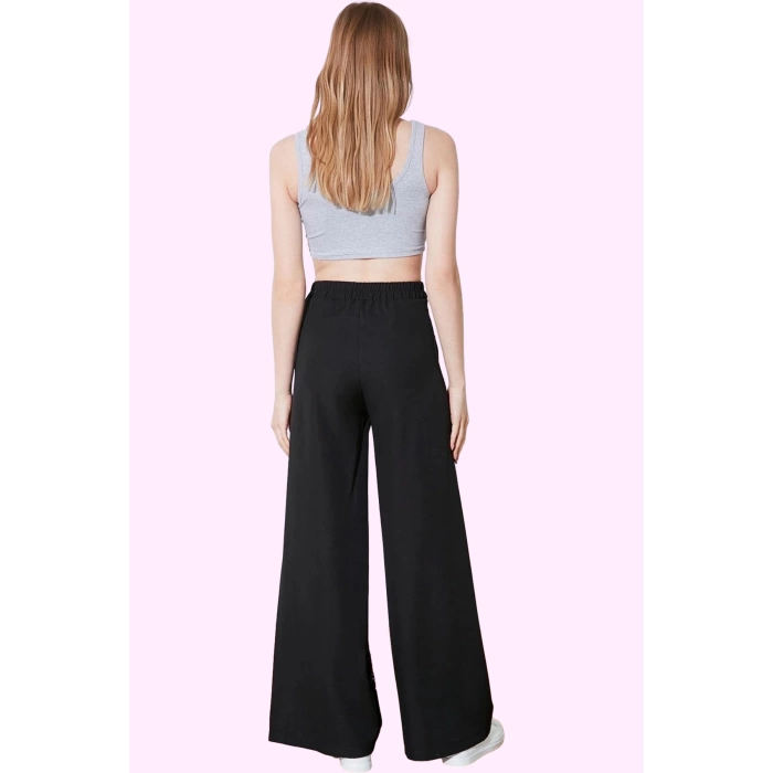 Kadın Yüksek Bel Geniş Paça Pantolon Casual Dokuma Kumaş Rahat Günlük Yaz Aylarının Vazgeçilmezi
