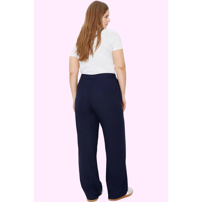 Kadın Yüksek Bel Geniş Paça Pantolon Polyester Elastan Ofis Şıklığı Yaz Aylarının Vazgeçilmezi