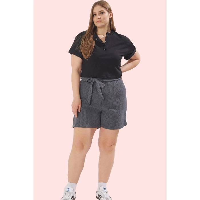 Kadın Yüksek Bel Geniş Paça Şort Regular Büyük Beden Casual Günlük Kullanım Modern Tasarım