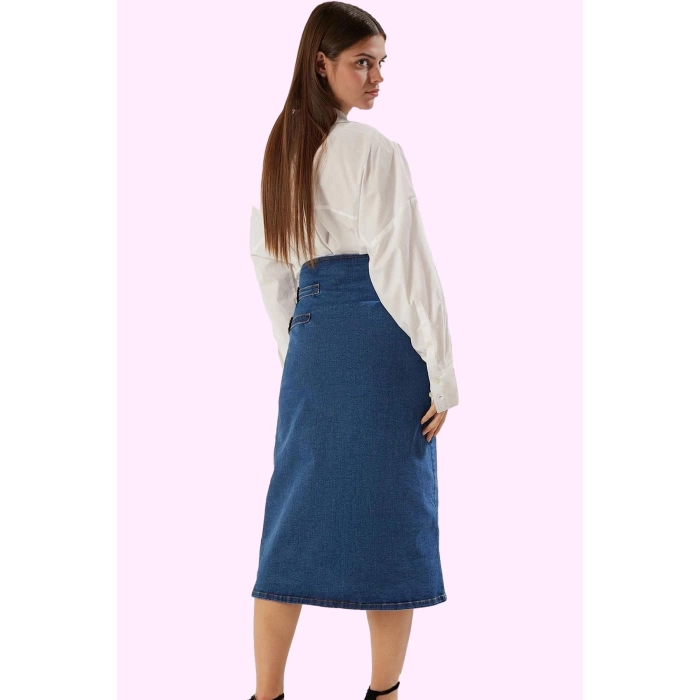 Kadın Yüksek Bel Kalem Denim Etek Yaz Aylarının Vazgeçilmezi Günlük Kullanım Modern Tasarım