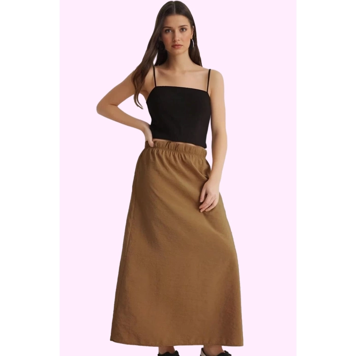 Kadın Yüksek Bel Kloş Midi Etek Günlük Casual Tarz Modern Tasarım Yaz Aylarının Vazgeçilmezi